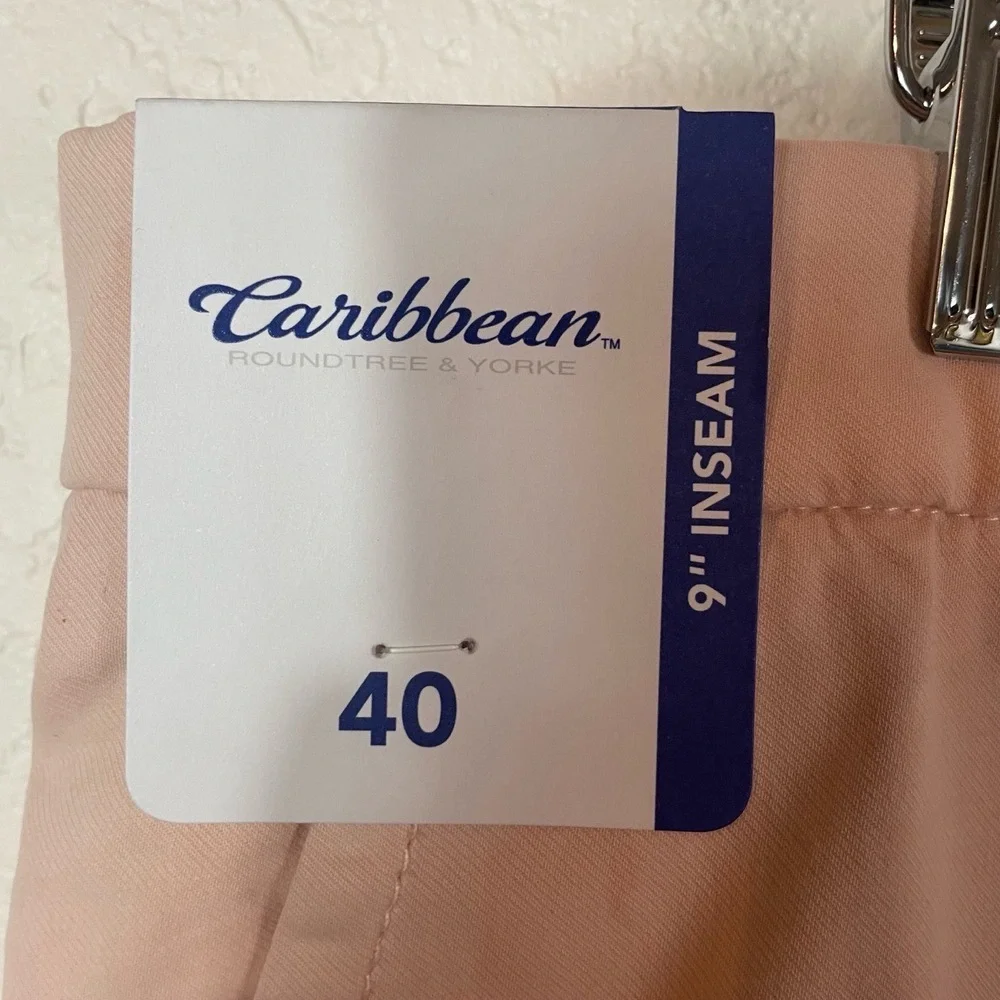Roundtree & Yorke Carribean Chino‎ Flat 9” Shorts Pink Peach Sz 40 NWT Vacation